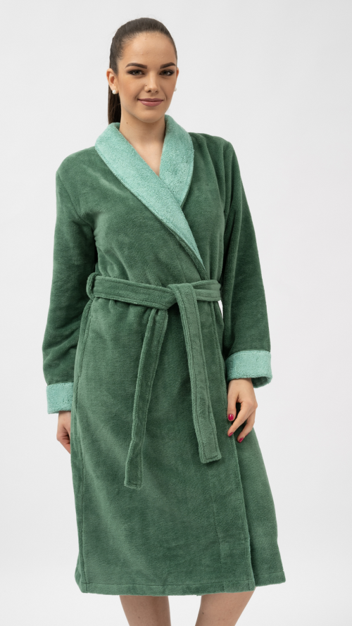 'Shawl Collar' bamboo robe, green