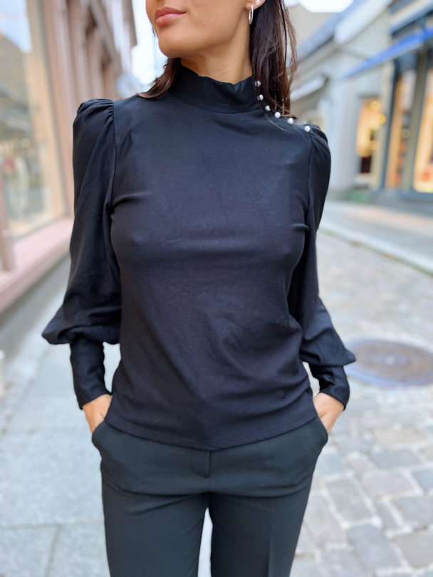Rifa Button Blouse - Black  - Image 1