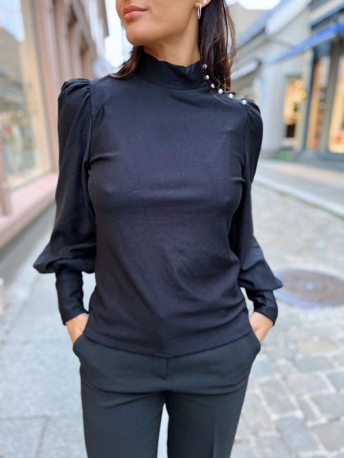 Rifa Button Blouse - Black 
