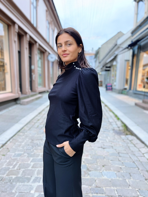 Rifa Button Blouse - Black  - Image 7