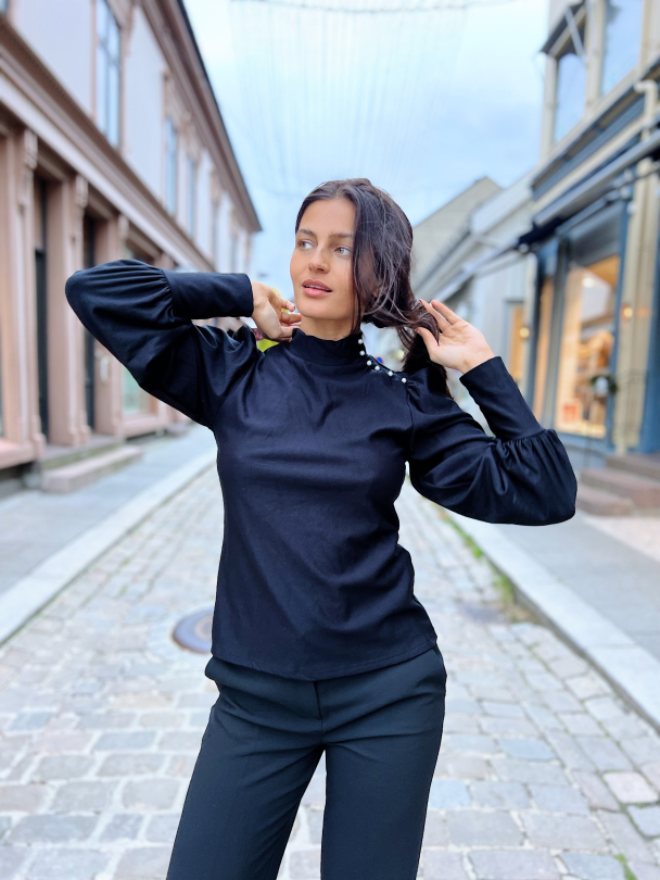 Rifa Button Blouse - Black  - Image 8
