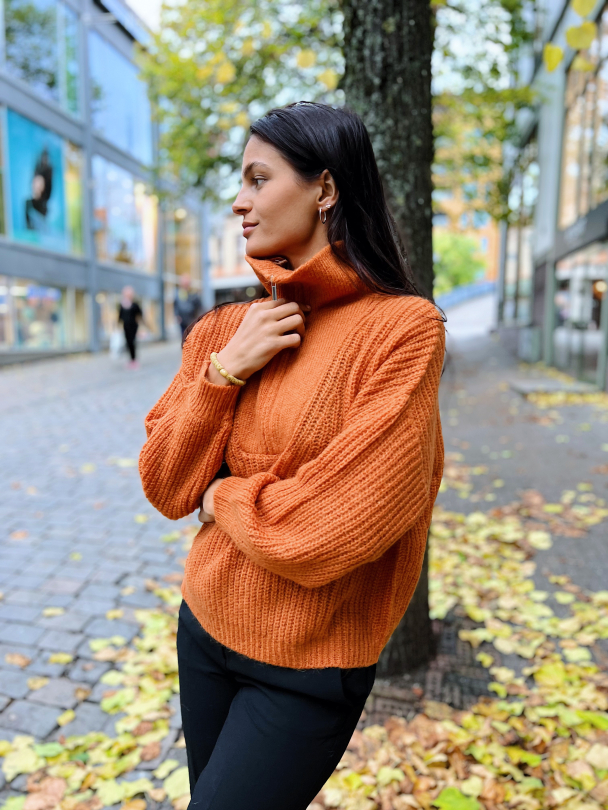 Lusia Knit T-neck Zip - Orange Pepper  - Image 3