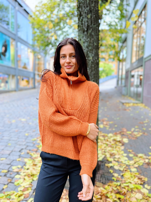 Lusia Knit T-neck Zip - Orange Pepper  - Image 6