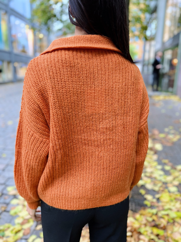 Lusia Knit T-neck Zip - Orange Pepper  - Image 7