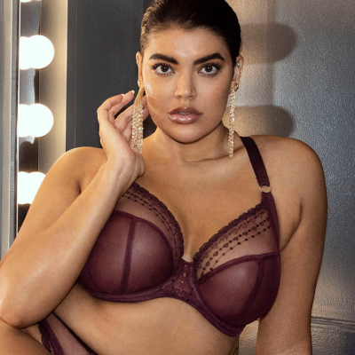Matilda plunge bra, wine diamond