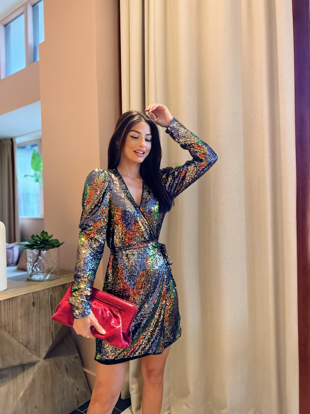 Ablina Wrap Dress - Multi Sequince - Image 4