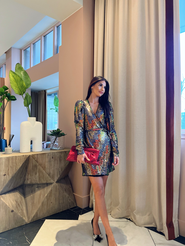 Ablina Wrap Dress - Multi Sequince - Image 6