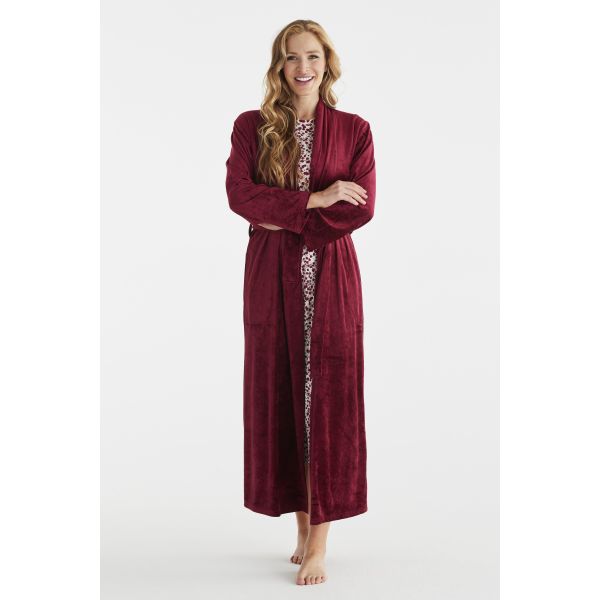 'Damella' bamboo velour robe, burgundy