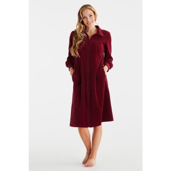 'Damella' velour zipper robe, bordeaux
