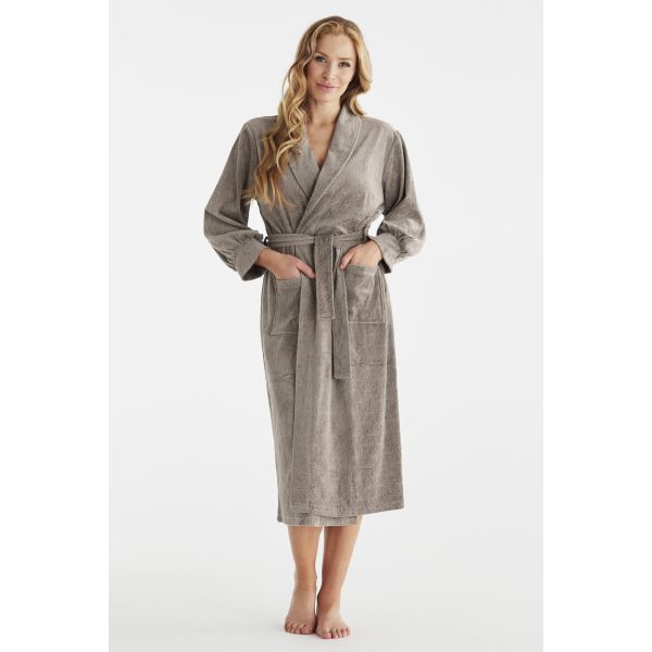 'Damella' velour robe, taupe