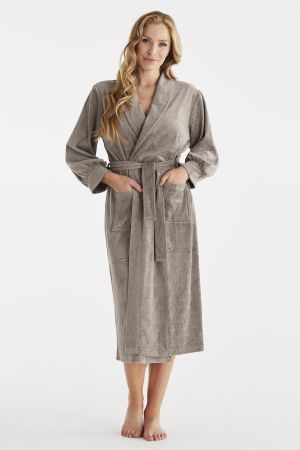 'Damella' velour robe, taupe