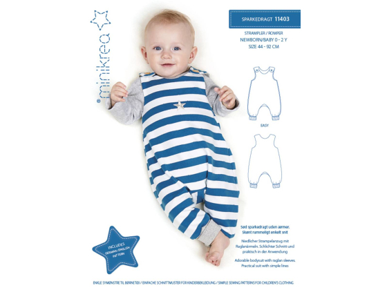 Minikrea 11403 - ermeløs romper, str 44-92