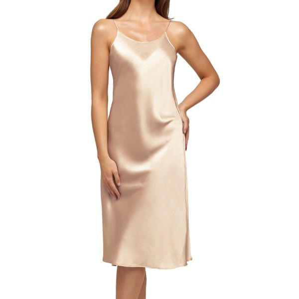 'Silk Story' nightdress, beige