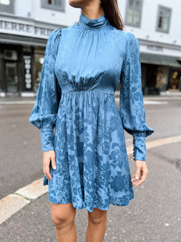 Jacquard Open Back Dress - French Blue  - Image 1