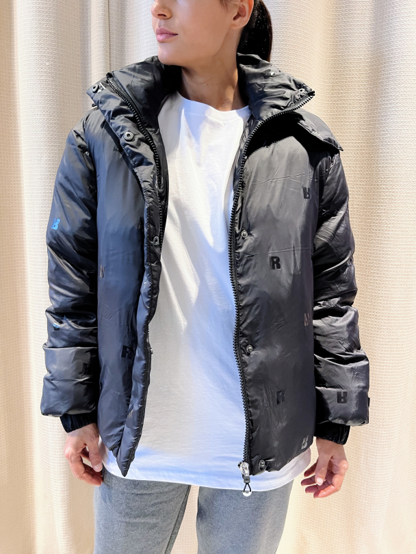 Nylon Short Puffer Jacket - Black - Image 1