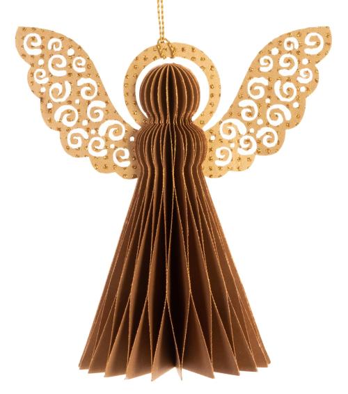 Engel papir henge lys brun m/gull