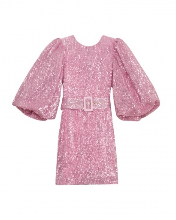 Sequins Puff Sleeve Mini - Pink  - Image 2