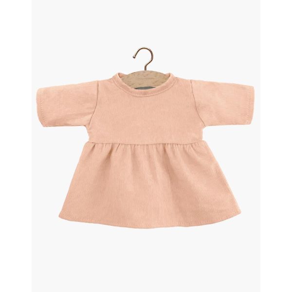 Kjole til dukke - Faustine dress in salmon milleraie