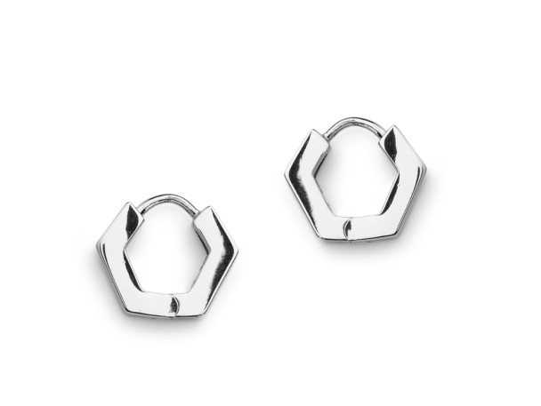 Hexagon Hoops Silver S - Image 1