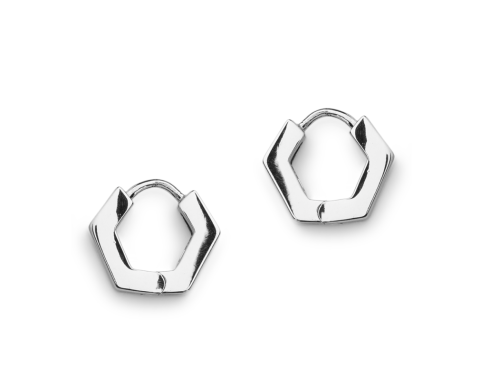 Hexagon Hoops Silver S