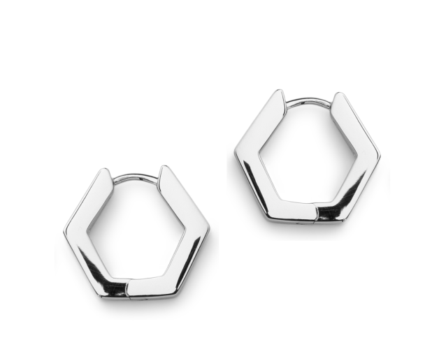 Hexagon Hoops Silver L - Image 1