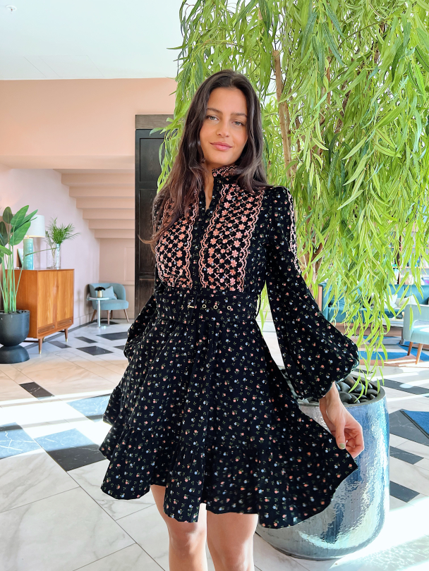 Baby Cord Shirt Dress - Dark Blossom - Image 2