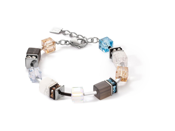 Chunky GEOCUBE Bracelet Iconic Statement Precious Aqua/Beige