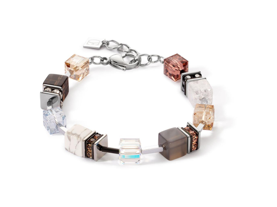 Chunky GEOCUBE Bracelet Iconic Statement Precious Cognac/Beige