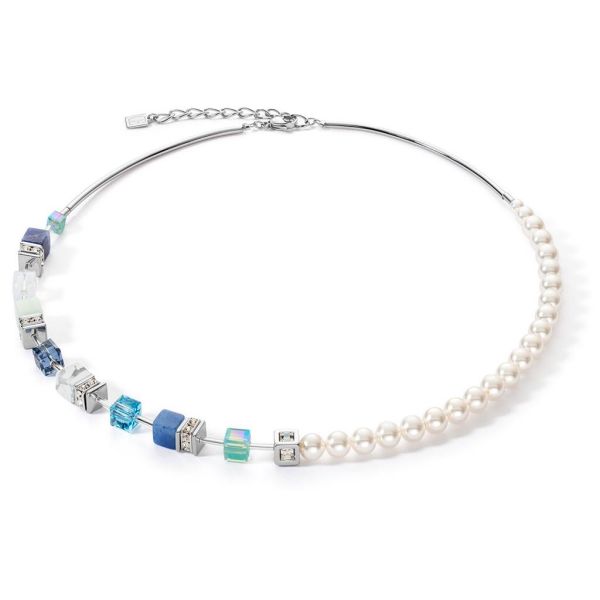 GEOCUBE Necklace Precious Fusion Pearls Aqua/Blue