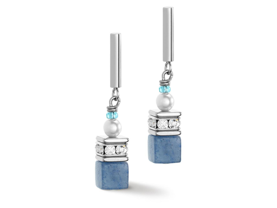 GEOCUBE Earrings Precious Fusion Pearls Aqua/Blue