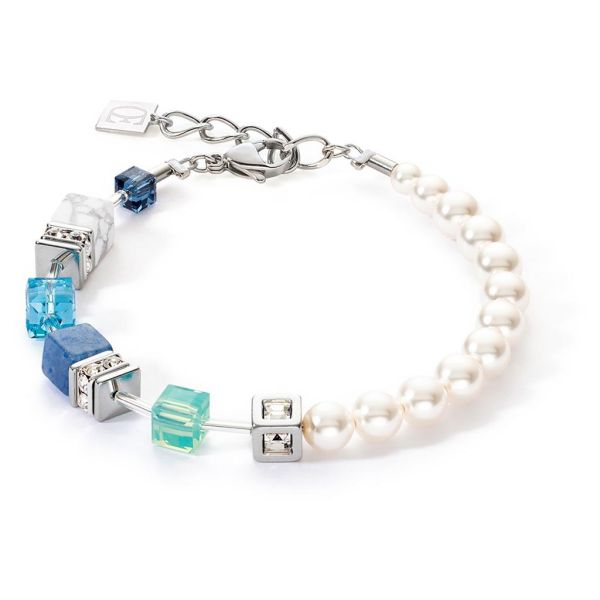 GEOCUBE Bracelet Precious Fusion Pearls Aqua/Blue
