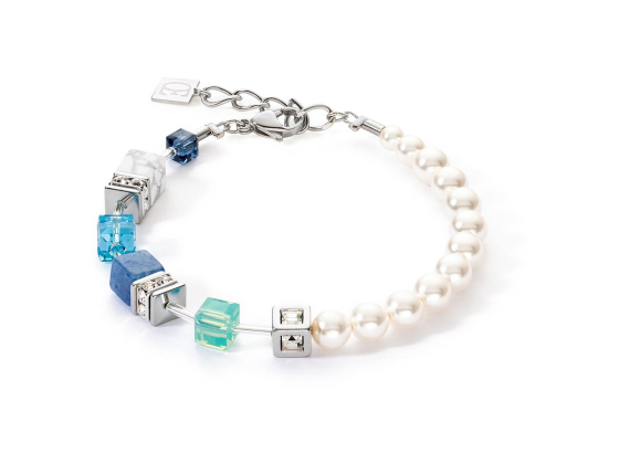 GEOCUBE Bracelet Precious Fusion Pearls Aqua/Blue
