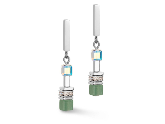 GEOCUBE Earrings Precious Fusion Chunky Chain Light Green