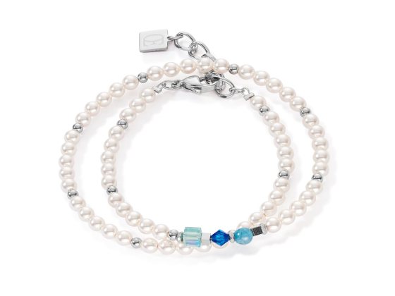 Bracelet Princess Pearls Wrap Around Silver/Blue