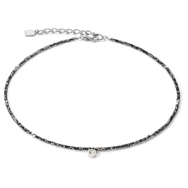 Necklace Sparkling Dot Delicate Silver & Anthracite