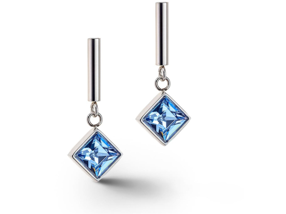Earrings Brilliant Square Silver/Light Blue