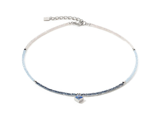 Necklace Brilliant Square Silver/Light Blue