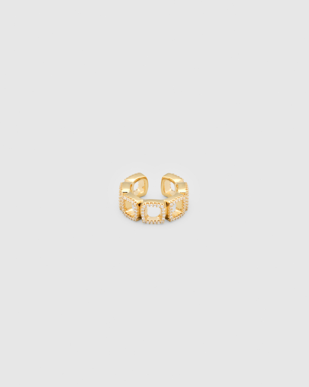 CUSHION EAR CUFF OPEN GOLD CZ - Image 1