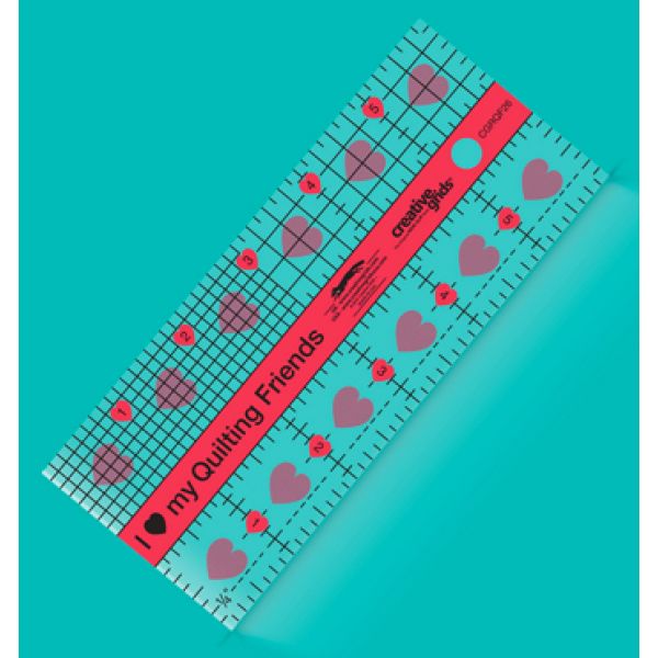  I Love My Quilt Friends Mini Quilt Ruler 2-1/2'' x 6''  Ref: CGRQF26 Non-Slip 