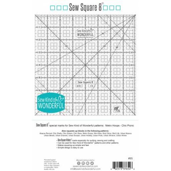 Sew Square 8 Ruler8in square up ruler with easy to read lines and numbers. Sew Square rulers can easily be marked with a permanent marker (ie: Sharpie) for other patterns and other square up points. Marks can easily be removed with a little nail polish remover.8in square up ruler with easy to read lines and numbers. Sew Square rulers can easily be marked with a permanent marker (ie: Sharpie) for other patterns and other square up points. Marks can easily be removed with a little nail polish remover.