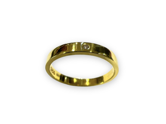 Forgylt ring m. cubic zirkonia - 3mm