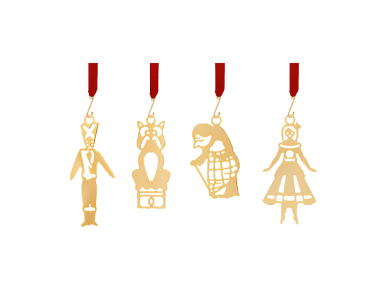 Ornament - 4 stk - Miniatyr fyrtøyet (Forgylt)