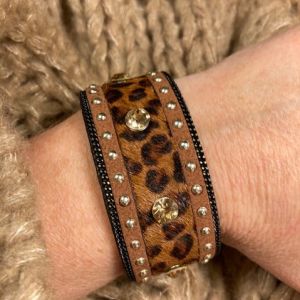 Armbånd med magnetlås, brunt leo