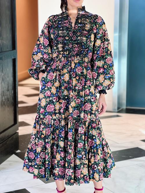 Poplin Midi Dress - Blooming