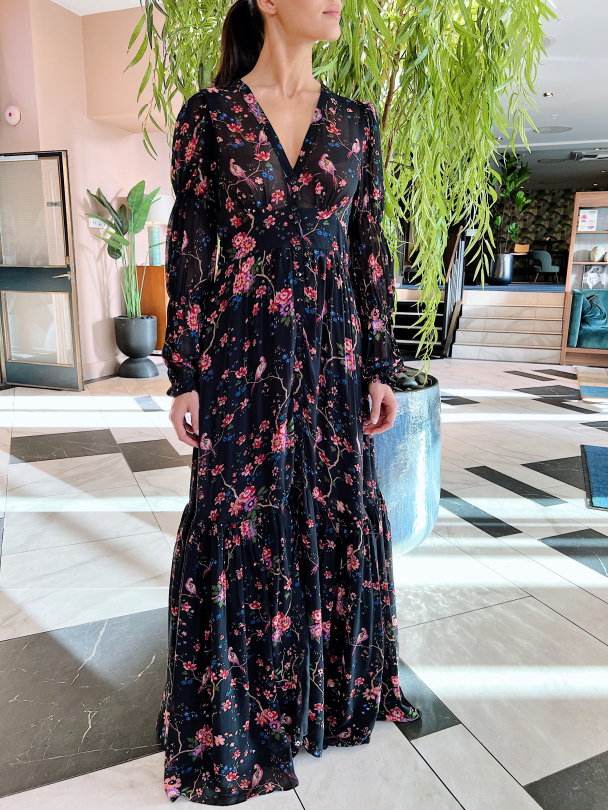 Georgette Gown - Black Flower - Image 1