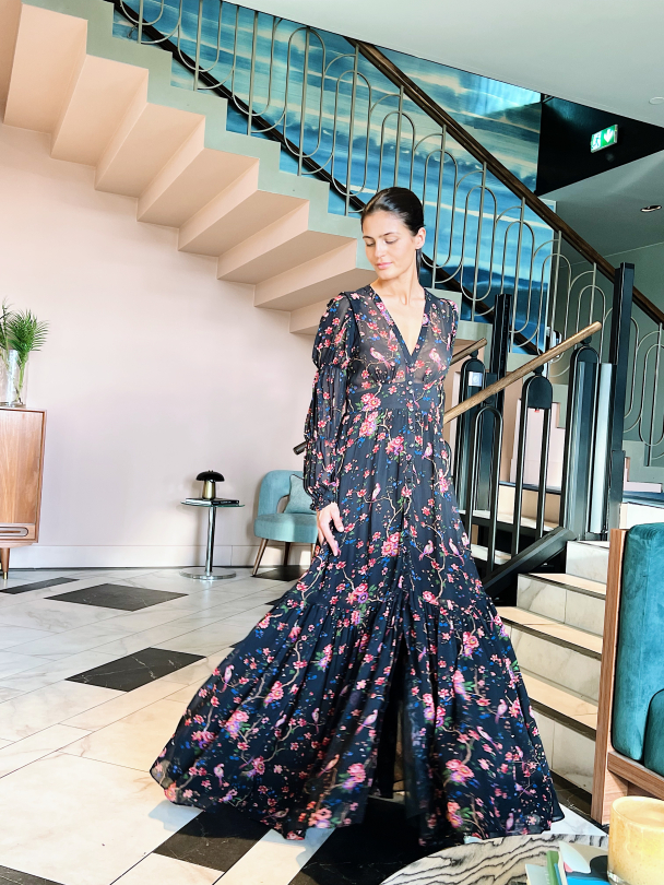Georgette Gown - Black Flower - Image 7