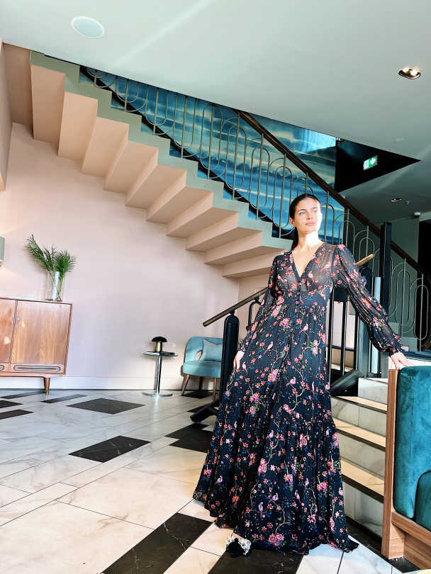 Georgette Gown - Black Flower - Image 10