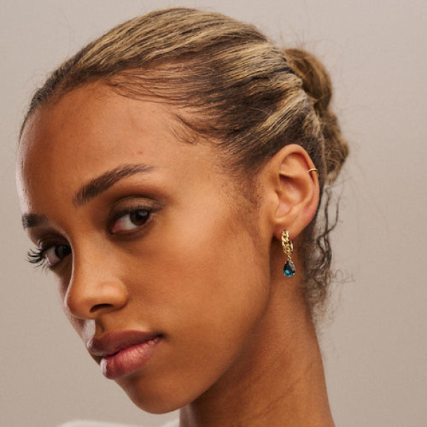 ORELIA Emerald Teardrop Huge Hoop  - Image 2