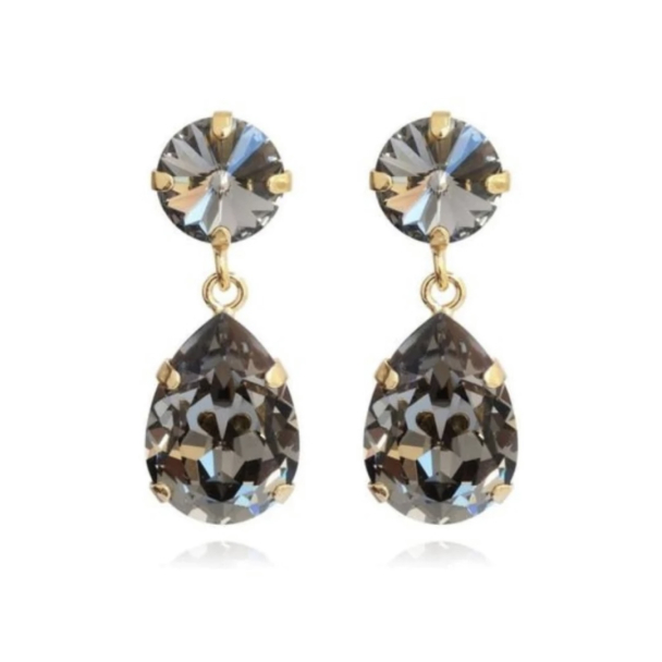 Mini Drop Earrings - Gold Black Diamond