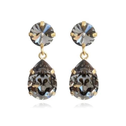 Mini Drop Earrings - Gold Black Diamond